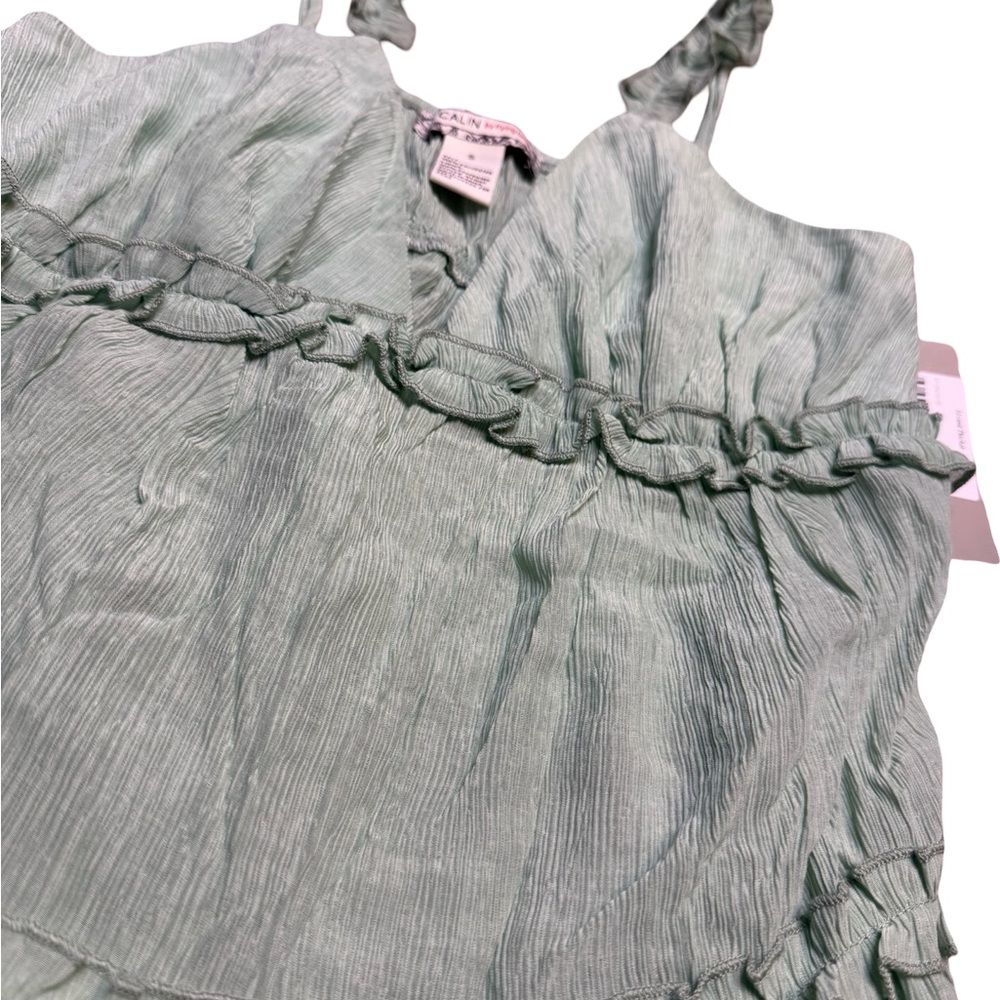 🌿 CALIN by Flyington Sage Green Ruffle Tiered Cami‎ Top NWT Size S 🌿 - Picture 2 of 4